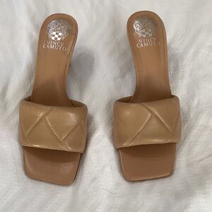 Vince Camuto Camel Quilted Mules